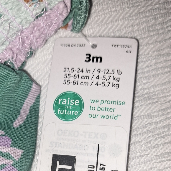 green dress with white flowers for girl, by Carter's, for 3 months - Picture 5 of 6